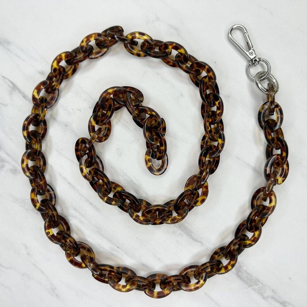 Womens Tortoise Plastic Chain Link Belt S/M Small Medium ✨